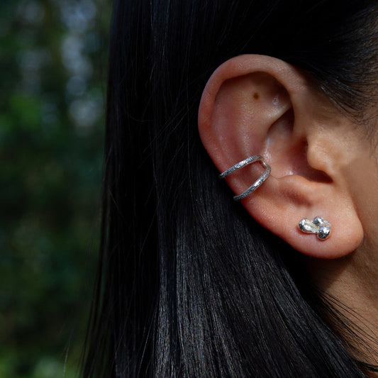 INCHATO SLIM DOUBLE SILVER EARCUFF
