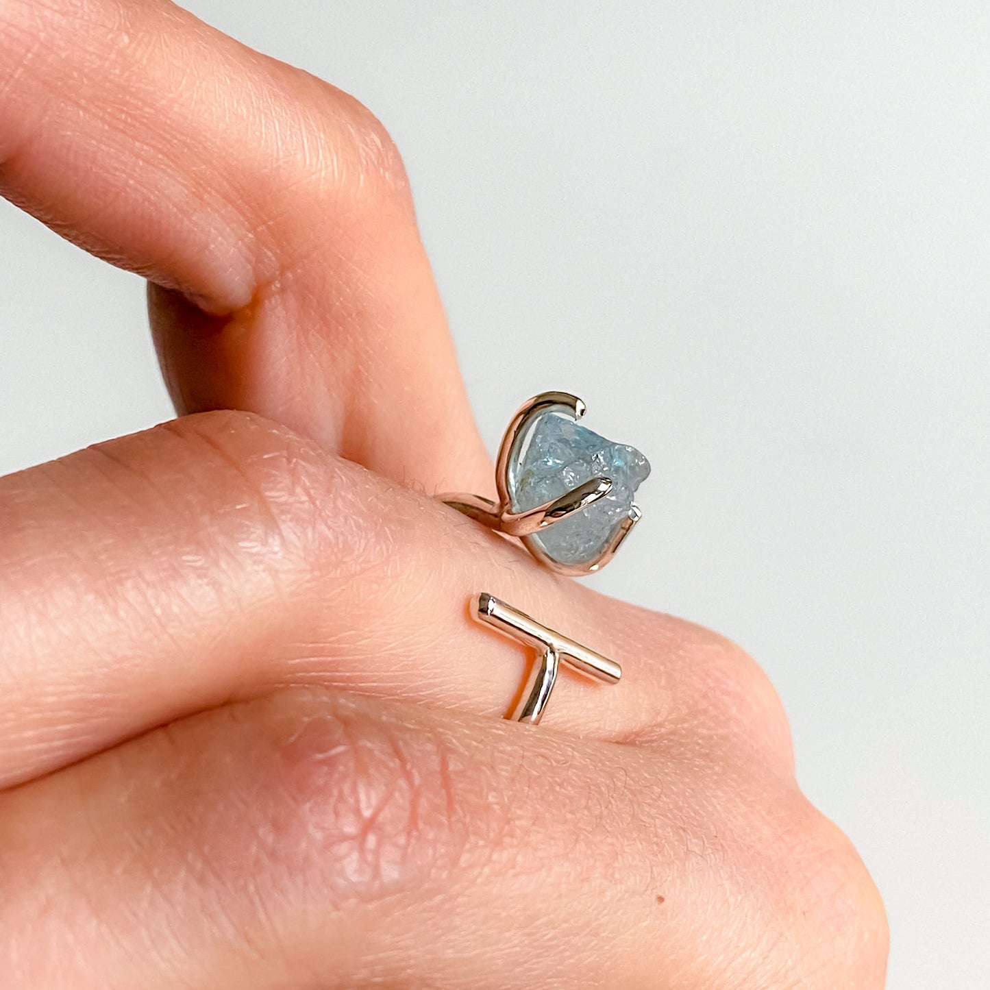 RAW AQUAMARINE OPEN RING