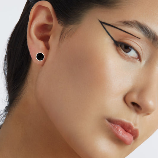 STUD EARRINGS BLACK TOURMALINE