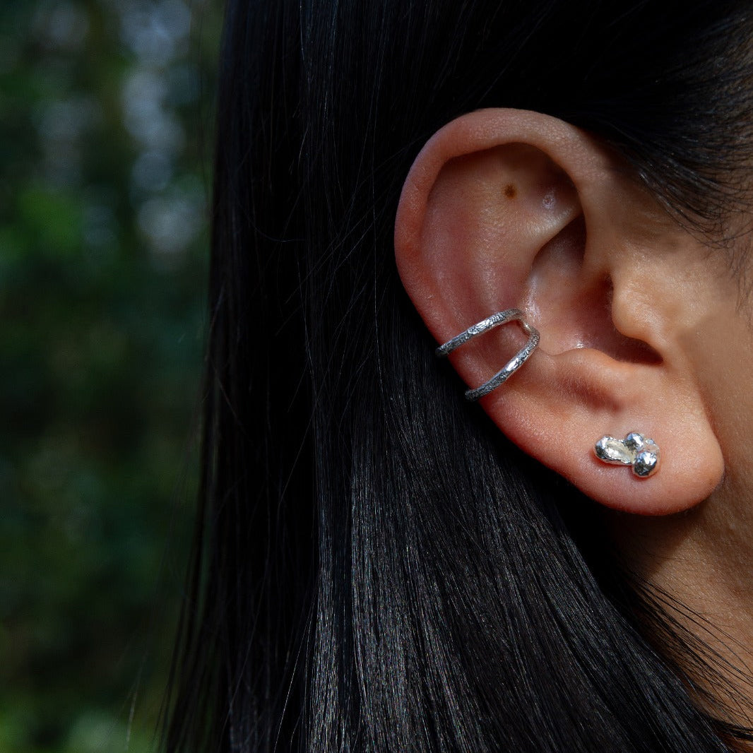 INCHATO SLIM DOUBLE SILVER EARCUFF